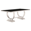 Coaster Furniture Antoine 107871 Rectangular 95-inch Glass Top Dining Table - Black IMAGE 1