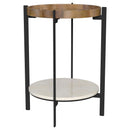 Coaster Furniture Adhvik 931218 Round End Side Table Marble Shelf - Natural and Black IMAGE 1