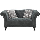 Elements International Twain Loveseat with Gray Scroll Pillows IMAGE 2