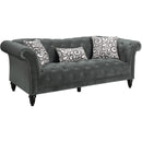 Elements International Twain Sofa with Gray Scroll Pillows IMAGE 1