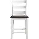 Elements International Martin Counter Side Chair with Chocolate PU – White Finish IMAGE 2