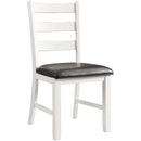 Elements International Martin Dining Side Chair with Chocolate PU – White Finish IMAGE 1