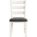 Elements International Martin Dining Side Chair with Chocolate PU – White Finish IMAGE 2
