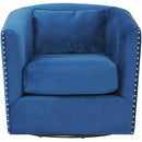 Elements International Stanton Swivel Chair in Royale Cobalt W/ Nails - 3A IMAGE 2