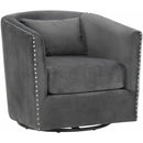 Elements International Stanton Swivel Chair in Royale Gun Metal W/ Nails - 3A IMAGE 1