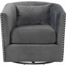 Elements International Stanton Swivel Chair in Royale Gun Metal W/ Nails - 3A IMAGE 2