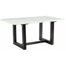 Elements International Felicia Dining Table W/White Marble Top Dark IMAGE 1