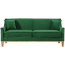 Elements International Palmer Sofa Blond Ash Distressed Wood Royal Kelly Green IMAGE 2