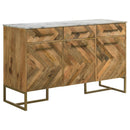Coaster Furniture Keaton 951138 3-door Marble Top Herringbone Accent Cabinet - Natural IMAGE 1