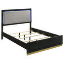 Coaster Furniture Caraway 224781Q Wood Queen LED Panel Bed - Black IMAGE 1