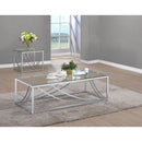 Coaster Furniture Lille 720498-S2 2-piece Glass Top Coffee And End Table Set - Chrome IMAGE 1