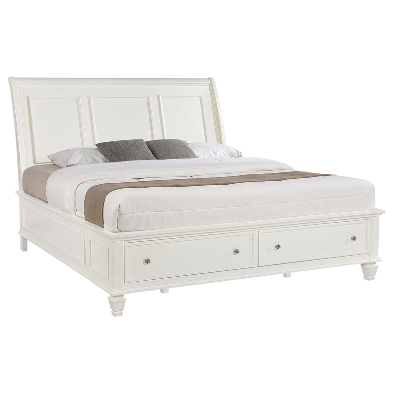  Coaster Furniture Sandy Beach 201309KE Wood Eastern King Storage Panel Bed - Cream White IMAGE 2