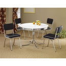  Coaster Furniture Retro 2388 Round 42-inch Wood Top Dining Table - White and Chrome IMAGE 2