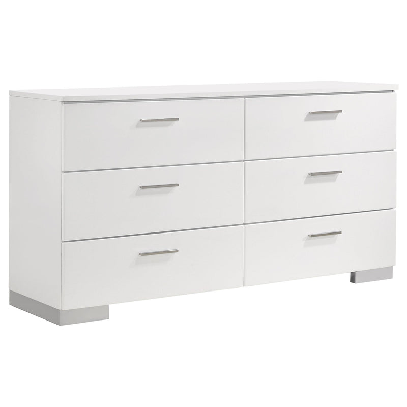 dresser white gloss Felicity 6-Drawer Dresser Glossy White