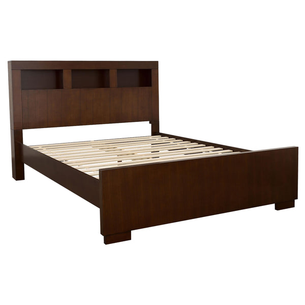 Coaster Furniture Jessica 200719Q Wood Queen LED Storage Bookcase Bed - Cappuccino IMAGE 1