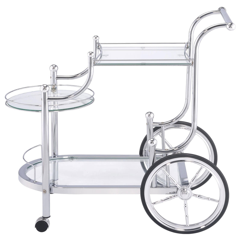 Coaster Furniture Sarandon 910076 3-tier Glass Shelf Metal Bar Cart - Chrome IMAGE 4
