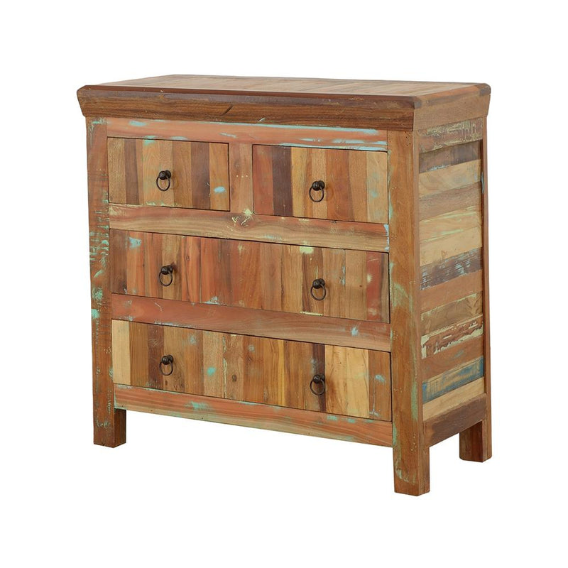 Coaster Furniture Harper 950366 4-Drawer Solid Reclaimed Wood Accent Cabinet - Brown IMAGE 3