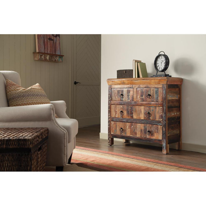 Coaster Furniture Harper 950366 4-Drawer Solid Reclaimed Wood Accent Cabinet - Brown IMAGE 6