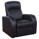  Coaster Furniture Cyrus 600001 Upholstered Track Arm Recliner - Black IMAGE 1
