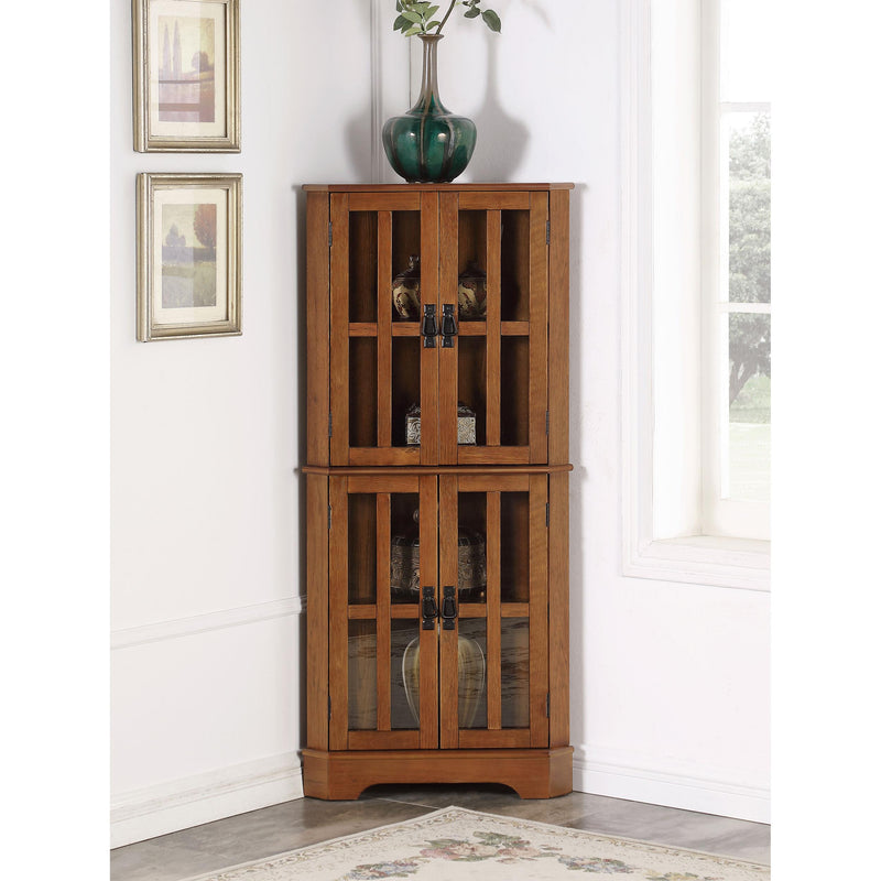 Coaster Furniture Coreosis 950185 4-door Wood Corner Curio Cabinet - Golden Brown IMAGE 5