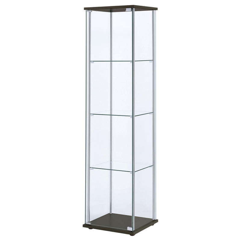 Coaster Furniture Bellatrix 950172 4-shelf Clear Glass Curio Cabinet - Cappuccino IMAGE 3