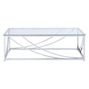  Coaster Furniture Lille 720498 Rectangular Glass Top Coffee Table - Chrome IMAGE 2