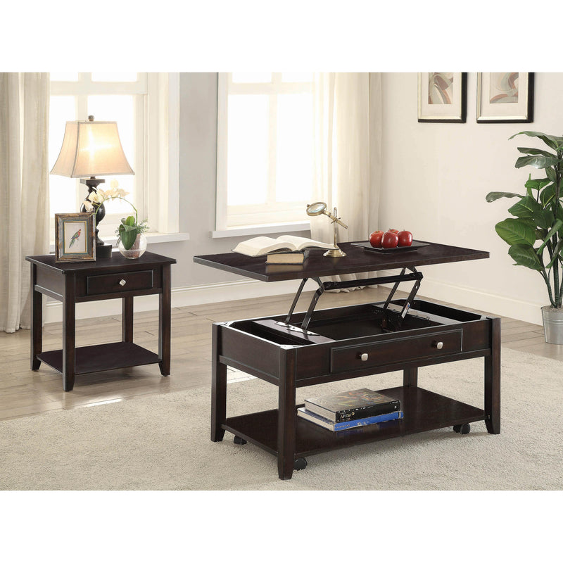 Coaster Furniture Bradford 721037 1-Drawer Square Wood End Table - Walnut IMAGE 2