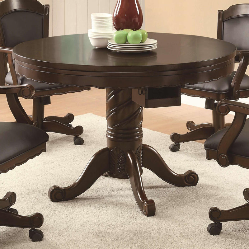  Coaster Furniture Turk 100871 Round Dining and Billiard Poker Game Table - Tobacco IMAGE 1