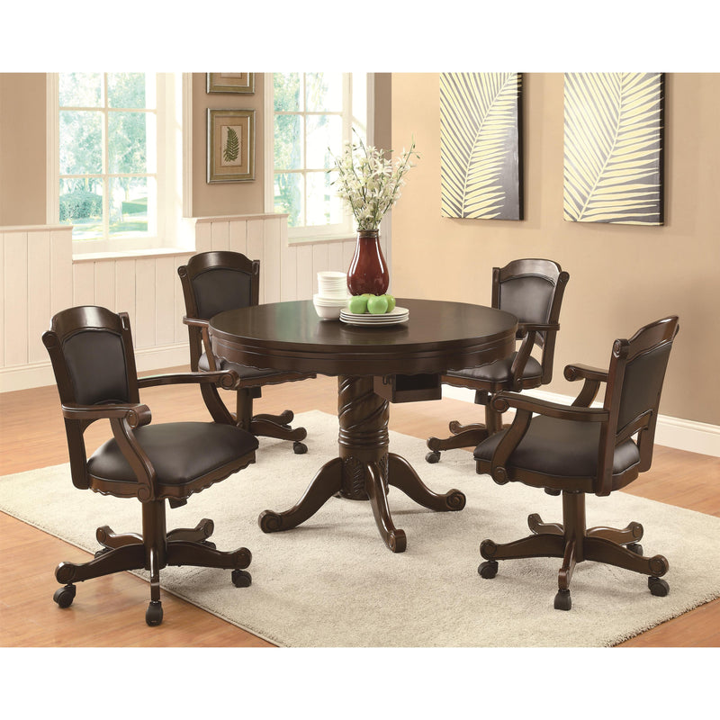  Coaster Furniture Turk 100871 Round Dining and Billiard Poker Game Table - Tobacco IMAGE 2