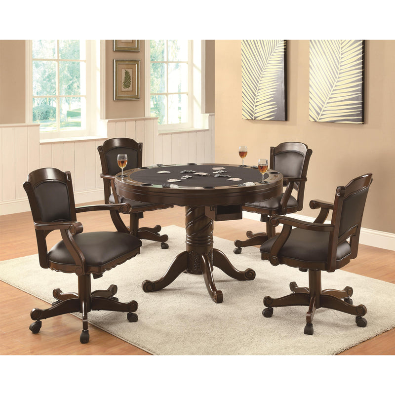  Coaster Furniture Turk 100871 Round Dining and Billiard Poker Game Table - Tobacco IMAGE 4