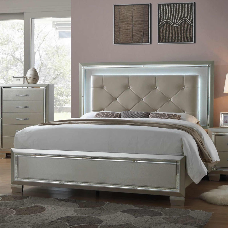  Elements International Platinum Queen Upholstered Panel Bed LT100QH/LT100QF/LT100QKR IMAGE 3