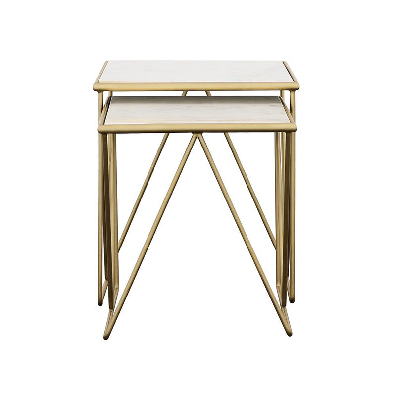 Coaster Furniture Bette 930075 2-piece Marble Top Nesting Table Set - White and Gold IMAGE 2