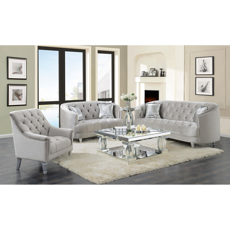 Coaster Furniture Avonlea 508463 Velvet Upholstered Sloped Arm Chair - Grey Velvet IMAGE 10