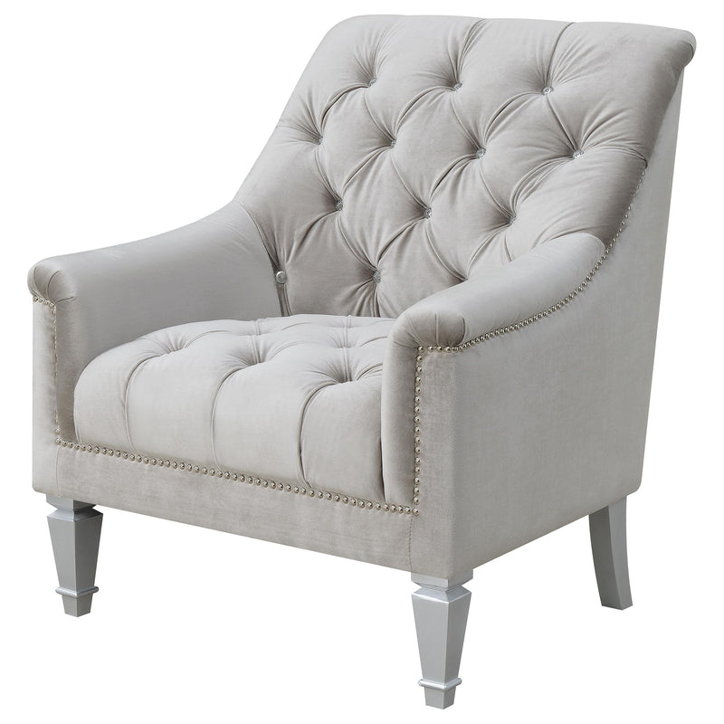 Coaster Furniture Avonlea 508463 Velvet Upholstered Sloped Arm Chair - Grey Velvet IMAGE 3