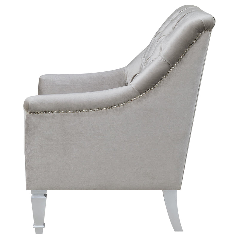  Coaster Furniture Avonlea 508463 Velvet Upholstered Sloped Arm Chair - Grey Velvet IMAGE 4