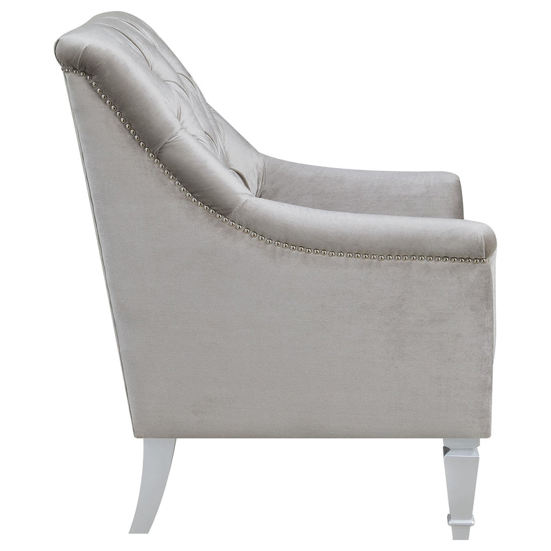  Coaster Furniture Avonlea 508463 Velvet Upholstered Sloped Arm Chair - Grey Velvet IMAGE 8