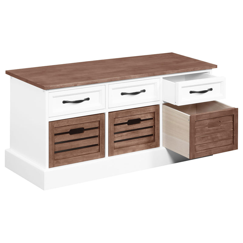 Coaster Furniture Alma 911196 3-Drawer Storage Bench - Weathered Brown and White IMAGE 2