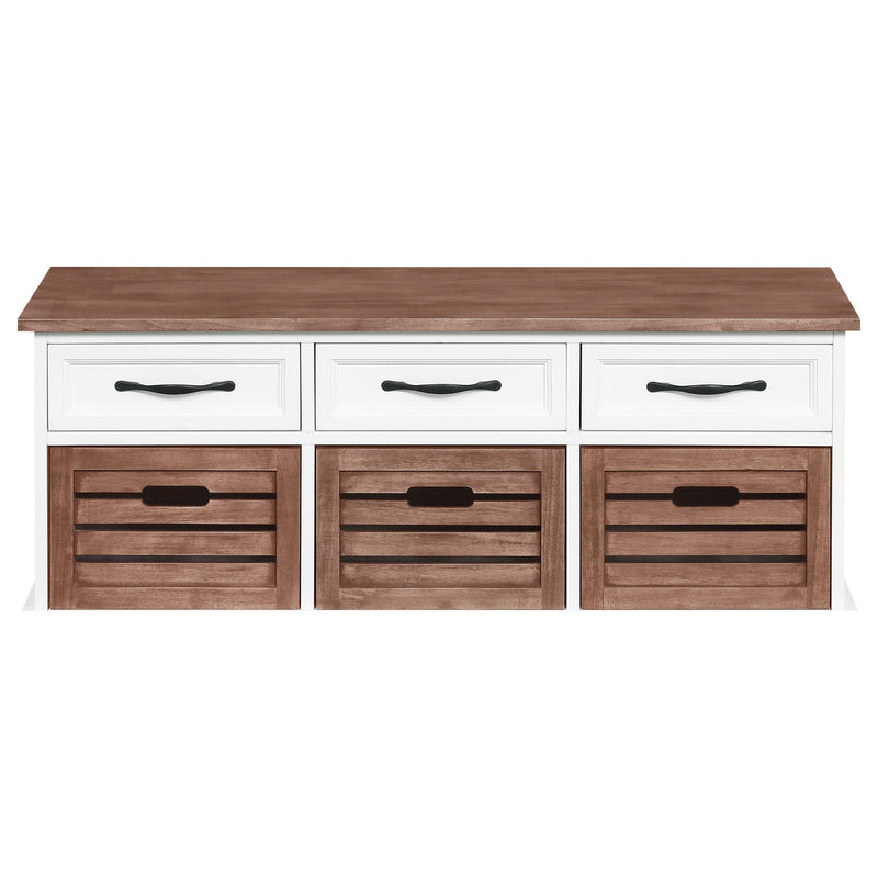 Coaster Furniture Alma 911196 3-Drawer Storage Bench - Weathered Brown and White IMAGE 3