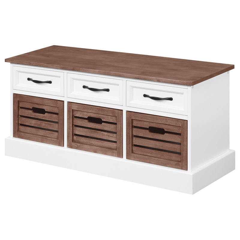 Coaster Furniture Alma 911196 3-Drawer Storage Bench - Weathered Brown and White IMAGE 4