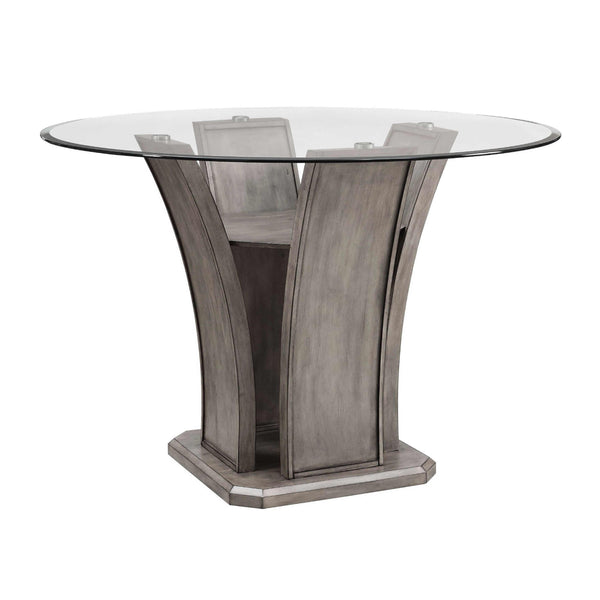  Elements International Round Destin Counter Height Dining Table with Glass Top and Pedestal Base DDS100RCDB/DDS100RCDP/DDS100RCDT IMAGE 1