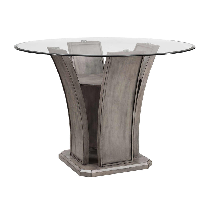  Elements International Round Destin Counter Height Dining Table with Glass Top and Pedestal Base DDS100RCDB/DDS100RCDP/DDS100RCDT IMAGE 1