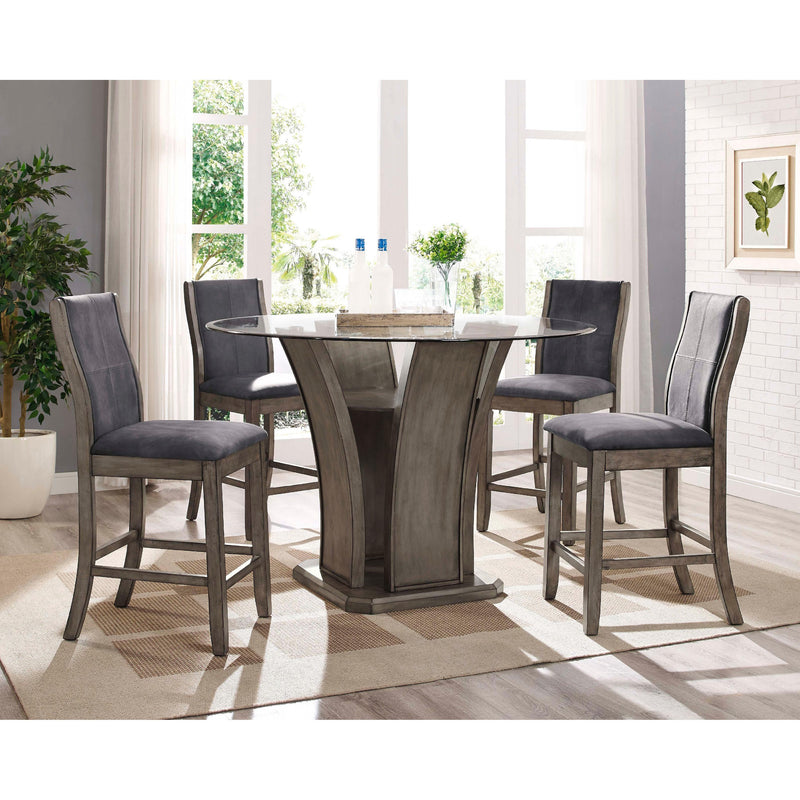  Elements International Round Destin Counter Height Dining Table with Glass Top and Pedestal Base DDS100RCDB/DDS100RCDP/DDS100RCDT IMAGE 4