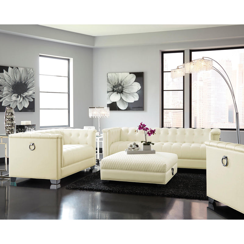 Coaster Furniture Chaviano 505394 Square Upholstered Ottoman - Pearl White IMAGE 5