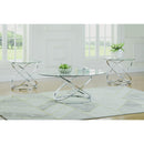  Coaster Furniture Warren 722373 3-piece Oval Glass Top Coffee Table Set - Chrome IMAGE 1