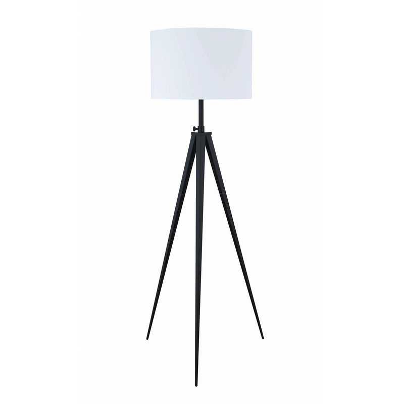  Coaster Furniture Harrington 920074 60-inch Drum Shade Metal Tripod Floor Lamp - Black IMAGE 1