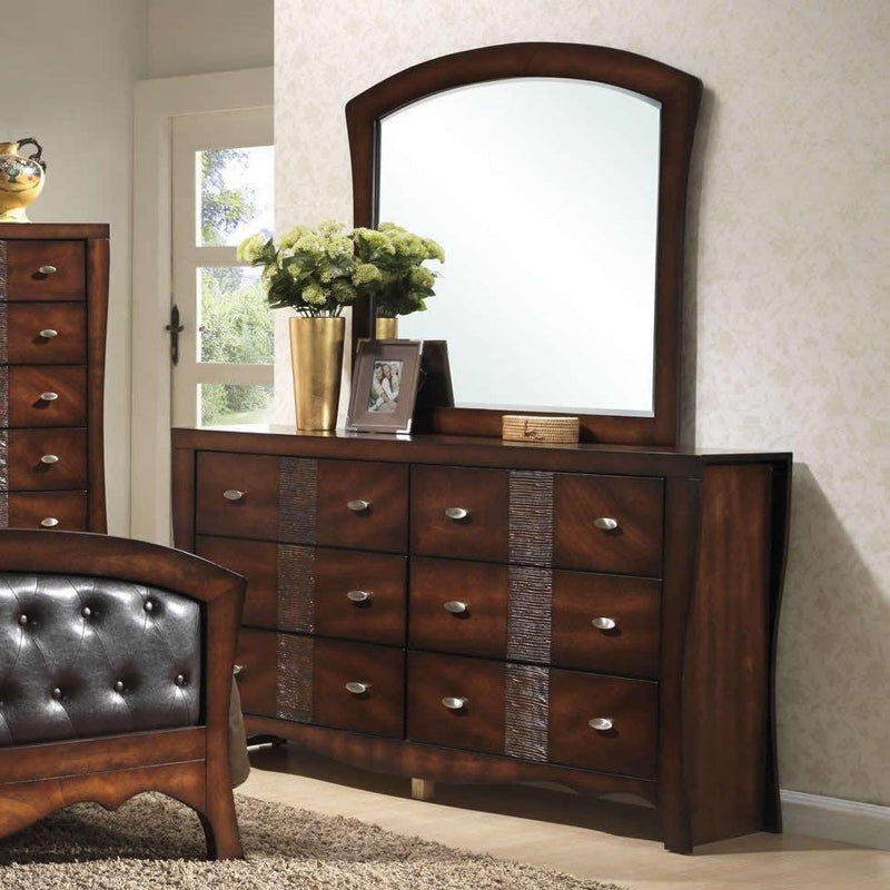  Elements International Jenny 6-Drawer Dresser with Mirror JN100DR/JN100MR IMAGE 2
