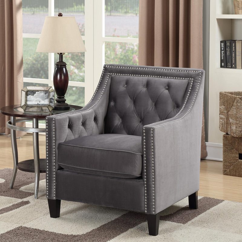  Elements International Tiffany UTF288100CA Accent Chair - Broadway Gun Metal IMAGE 1