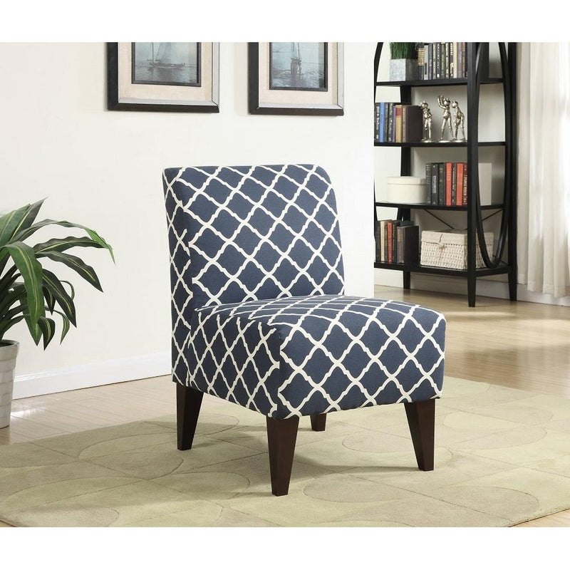  Elements International Scarlett USC631100CA Slipper Accent Chair - Pillow Pattern Blue IMAGE 1