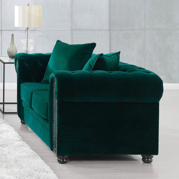  Elements International Greenwich UGW294200 Loveseat - Broadway Emerald IMAGE 1