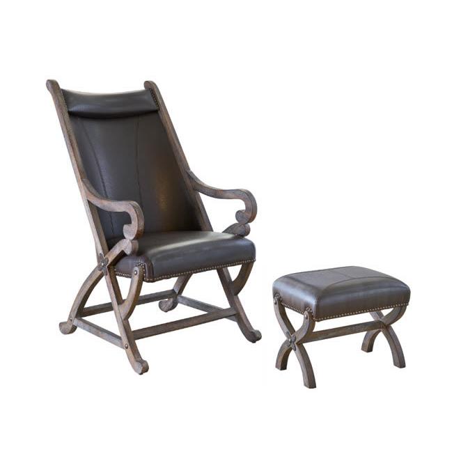  Elements International Hunter LHT140101 Accent Chair and Ottoman - Wire-Brushed Grey IMAGE 1